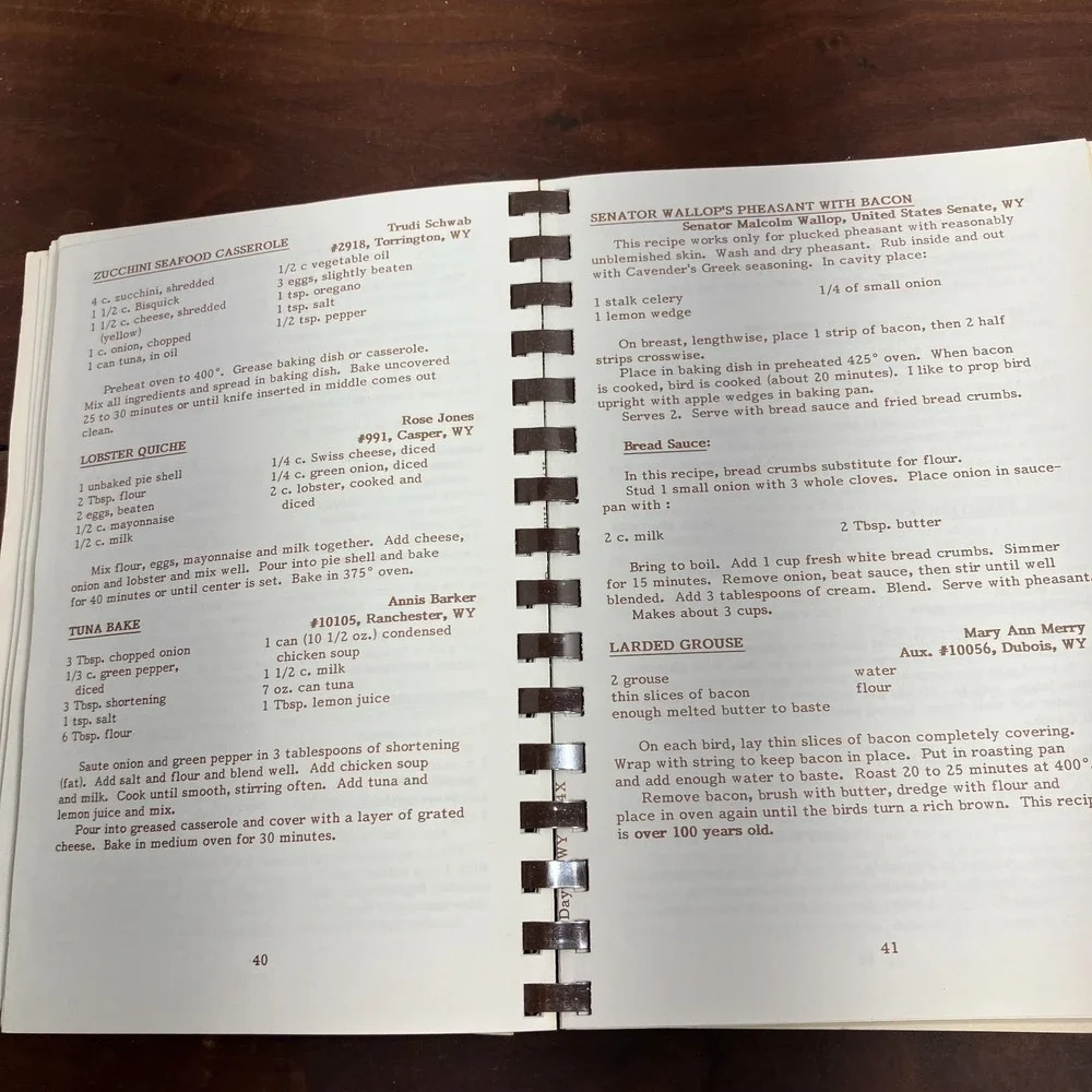 VTG VFW Ladies Auxiliary Wyoming Regional Cookbook 1990 Centennial Edition Comb